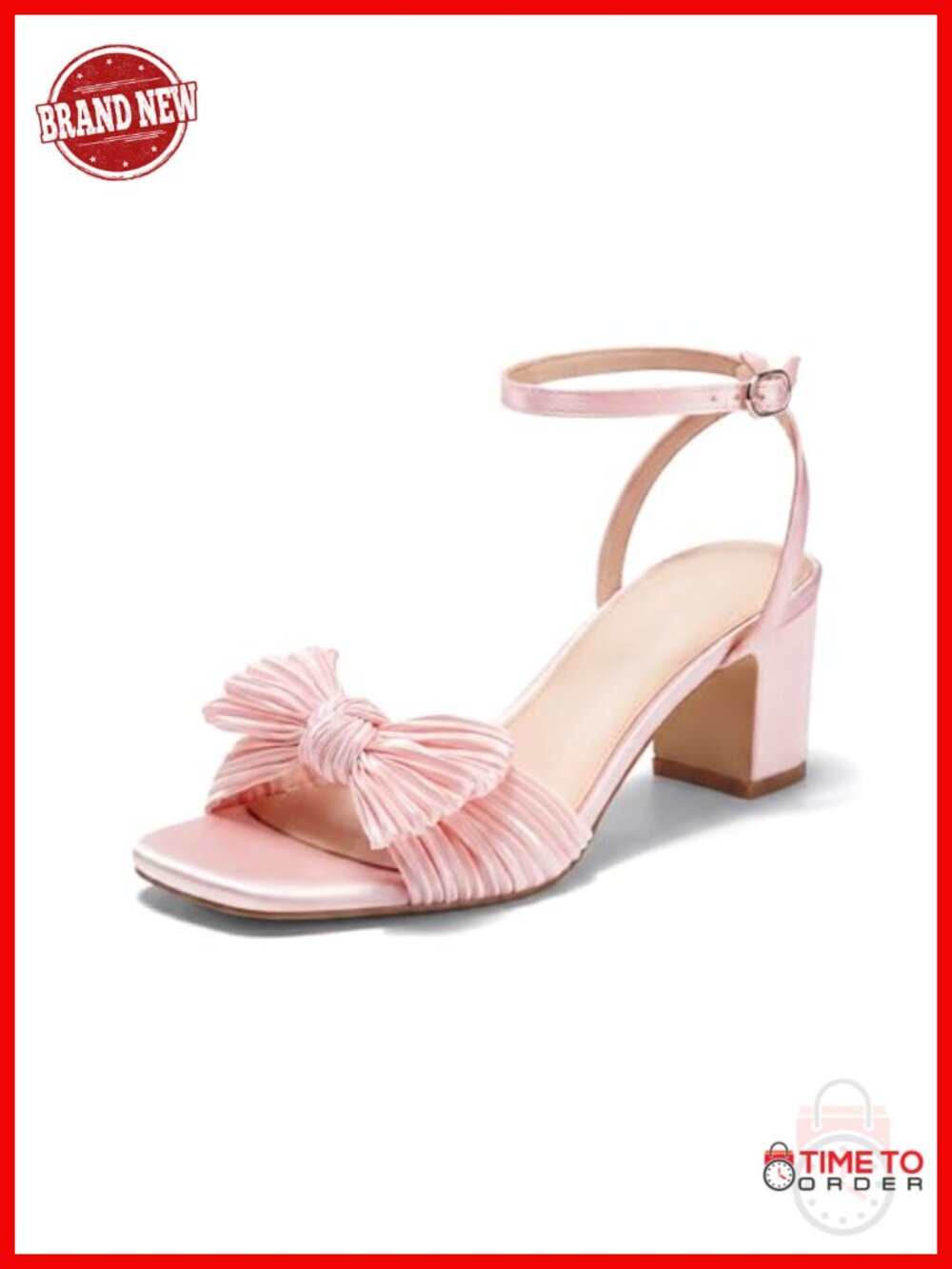 Women's Satin Bow Ankle Strap Block Heel Sandals